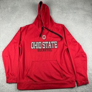 Ohio State Buckeyes Hoodie Mens Large Red Pullover Sweatshirt Scarlet & Gray